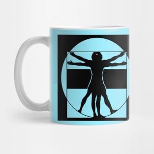 Vitruvian Man - Original Logo Banner Sigil - Dark Design for Light Backgrounds Mug
